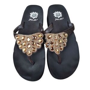 Yellow Box Arti Rhinestone Embellished Flip Flops
